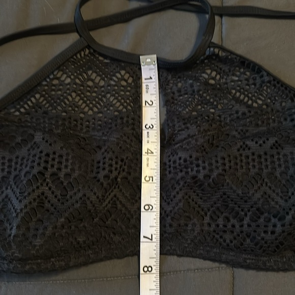 No Boundaries Womens Black Lace Halter Bikini Swimsuit Top Large (11-13) - Picture 7 of 7